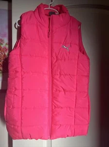 Puma Quilted Puffer Vest Girl’s  Outerwear Pockets Fluorescent Pink Size 10/12 - Picture 1 of 9