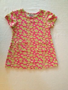 Lilly Pulitzer Pink Green Floral Flower Short Sleeve Cotton Dress Girl 4T Casual - Picture 1 of 2