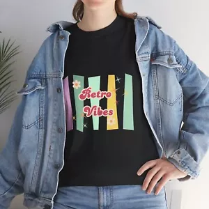 Retro Vibes Unisex Heavy Cotton Tee, Casual T-Shirt, Vintage Style Shirt, Gift - Picture 1 of 92