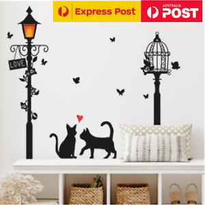 Cat Lamp-post Heart Wall Stickers Decal Living room bedroom PVC Removable