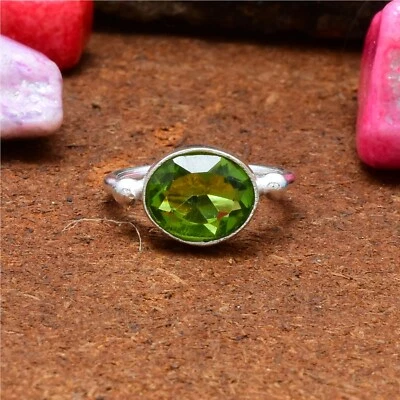 San Peridoto Topazio Gemma 925 Anello Argento Sterling Tutte le Taglie - Immagine 1 di 4