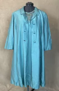 Set cappotto e abito vintage anni '60 A Lady Petite Swing azzurro perline - Foto 1 di 11