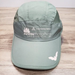 Austin Marathon 5 Panel Hat Cap Strap Back Lightweight Green Ascension Seton Bat - Picture 1 of 7