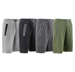 Men's Sport Fitness Drawstring Zipped Pockets Casual Soft Jersey Gym Shorts - Picture 1 of 17