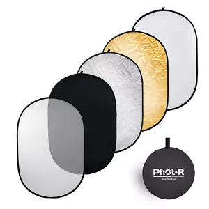 Phot-R 100x150cm (40"x60") PRO 5-in-1 Photo Studio Collapsible Reflector+Case - Picture 1 of 7