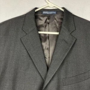 Polo Ralph Lauren Virgin Wool Sport Coat Blazer 46L Gray 3-Button Italy Vintage - Picture 1 of 16