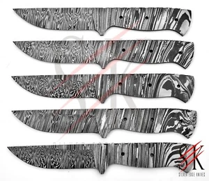 MENGE 5 MASSGESCHNEIDERTE HANDGEFERTIGTE DAMASKUS STAHL JAGDMESSER LEERE KLINGE MESSERHERSTELLUNG - Bild 1 von 5