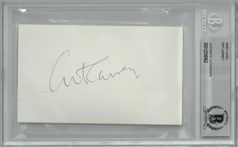 Art Carney signed 3x5 Index Card- Beckett/BAS Encapsulated (Honeymooners) Cover