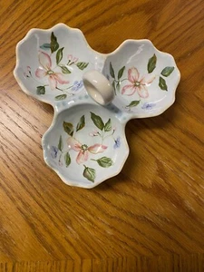 Zrike Garden Bouquet Condiment Dish Hand Painted Floral Blue Pink Purple - Picture 1 of 2