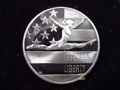 USA $1/2 Dollar 1992 S Proof BU Olympics Summer Games Gymnastics America Coin a - Image 1 of 4