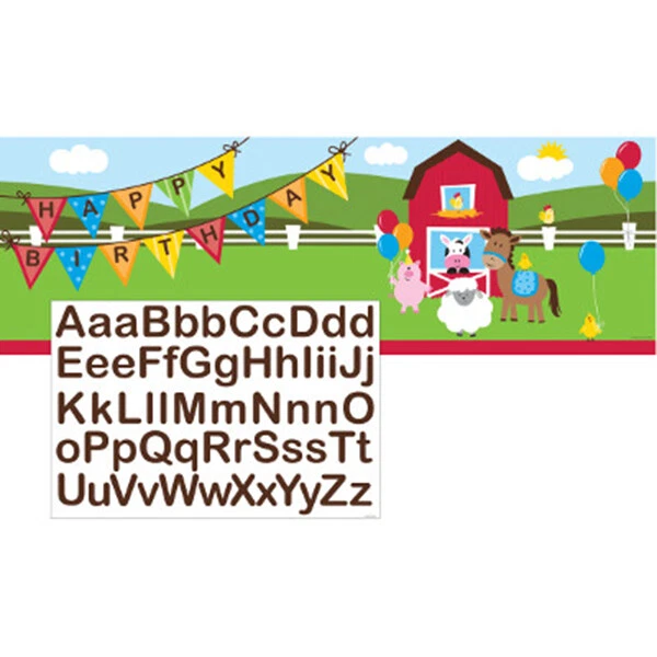 Farmhouse Fun Farm Animal Birthday Party Supplies Banner  - Image 1 of 1