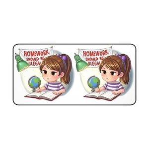 Homework Should Be Illegal Desk Mat | Home School Work Mat | Office Desk Mat - Picture 1 of 13