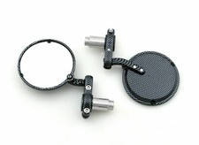 Paar Motorrad Lenkerendenspiegel rund Ø76mm Alu carbon für 7/8" Zoll, L+R AR