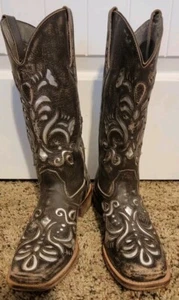 Roper Western Leder Stiefel Damen Metallic Unterlage Braun Größe 7 - Bild 1 von 11