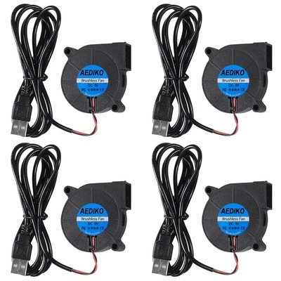 AEDIKO 4 Stück 50mm Gebläse Lüfter 50x15mm USB Gebläse Lüfter 5V 5015 Radialventilator Lüfter