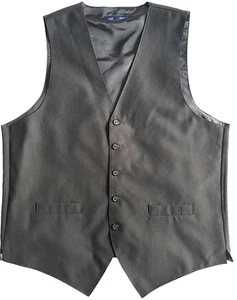 Neil Allyn Sz M Waiter Server Vest Black 5-Button Full Back Comfort Poly Uniform - Picture 1 of 10