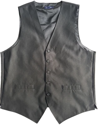 Neil Allyn XL Waiter Server Vest Black 5-Button Full Back Comfort Poly Uniform - Image 1 of 4