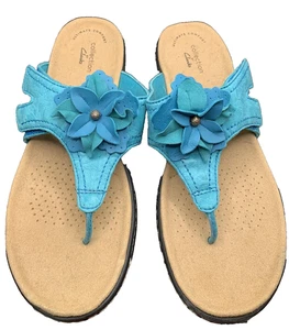 Clarks Ultimate Collection Sandalen Laurieann Gema Zehentrenner türkis Leder Gr. 8N - Bild 1 von 9