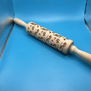 Rolling Pin With CATS Embossed - Picture 1 of 9