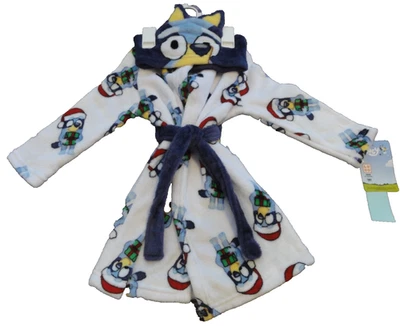 NUEVO BATA DE BAÑO NAVIDAD CON CAPUCHA ESTAMPADO MULTICOLOR AZUL Foto 1 de 4