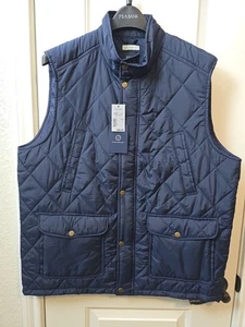 Jos A Bank marineblau gesteppte isolierte Weste Taschen durchgehender Reißverschluss + Druckknopf Herren Large - Bild 1 von 14