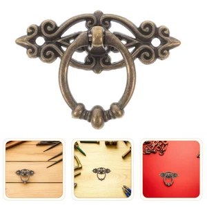  4 Stück antike Ringgriffe Vintage Schubladenknauf mit Rückenplatte Antik Schrank - Bild 1 von 12