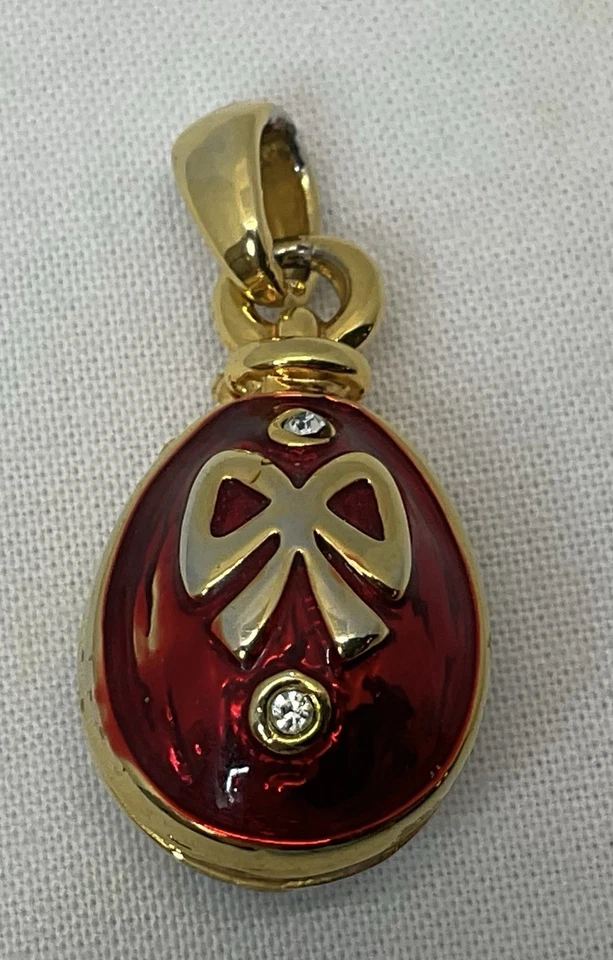 Colgante en forma de huevo esmaltado rojo brillante - 1 pulgada Foto 1 de 4