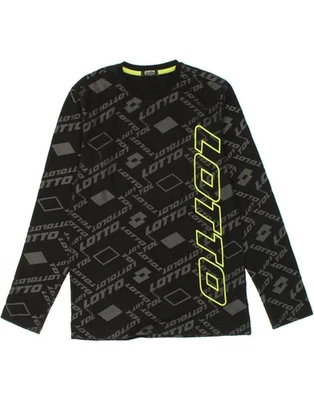 LOTTO Boys Abstract Pattern Graphic Top Long Sleeve 9-10 Years Black AY17 - Image 1 of 4