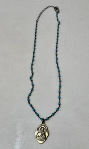 Love Heals Turquoise Stones Rosary Necklace 20” Adjustable - Picture 1 of 5