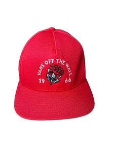 VANS Off the Wall Hat Cap Red Rose 1966 Adjustable Embroidered One Size Snapback - Picture 1 of 9