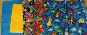 Sewing Cotton Quilting Fabric Calico Lot Cats Dogs Brights Colorful Polkadots - Picture 1 of 3
