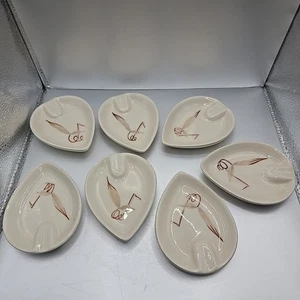 Lot (7) Winfield USA Passion Flower Pattern Ceramic Ashtrays Vintage Mid-Mod - Picture 1 of 4
