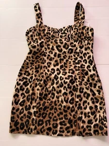 New Princess Polly Sadie Mini Dress Size 12 Leopard Print Sleeveless Rayon - Picture 1 of 10