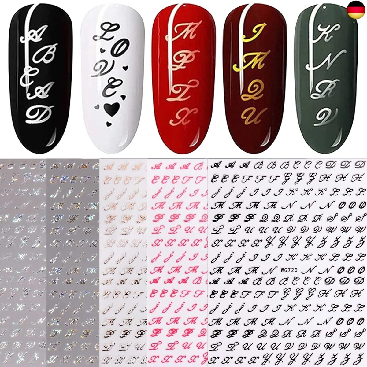 JMEOWIO Nagelsticker Bunte Blumen – 30 Blätter Selbstklebend, Für Nageldesign & Acrylnägel