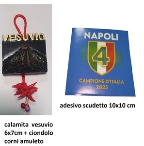 calamita da appendere 7x6cm vesuvio souvenir napoli + adesivo scudetto 10x10cm - Picture 1 of 3