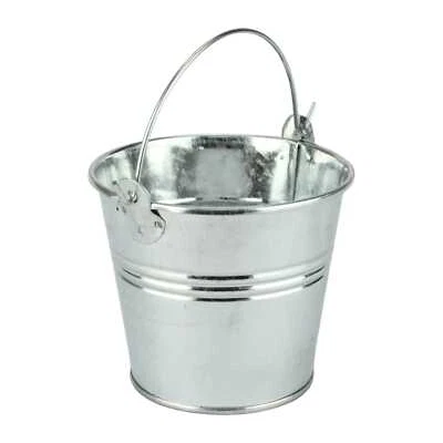 Small Silver Galvanised Metal Lollies Lolly Treat Bucket Pail Party Favour 7cm - image 1 of 2
