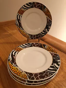 FC Co. Wild Animal Safari 6-3/8" Saucers w/ Cheetah Zebra Giraffe S4 ~ EUC - Picture 1 of 9
