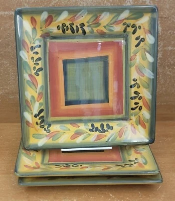 Tabletops CORSICA LA PROVINCE Square Salad plate set of 3, 8 3/8", Excellent - Image 1 of 4