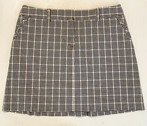 Izod Golf Skort Damen 8 Taille 32 Zoll kariert, schwarz, hellbraun, weiß Poly 3 Taschen neu ohne Etikett - Bild 1 von 9