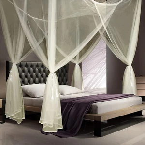 4 Corner Post Mosquito Net Canopy Bed Curtains Large Mosquito Netting Bedroom Pr - Picture 1 of 12