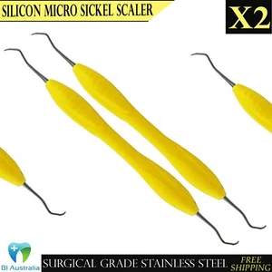DENTAL MICRO SILICONE SICKLE SCALER ERGONOMIC COATED  HAND INSTRUMENTS 2 PCS SET - Imagen 1 de 6