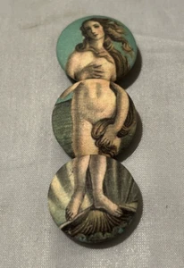 Birth of Venus 3 Button Set Fabric Covered Metal Shank Rare & Unique! - Picture 1 of 8