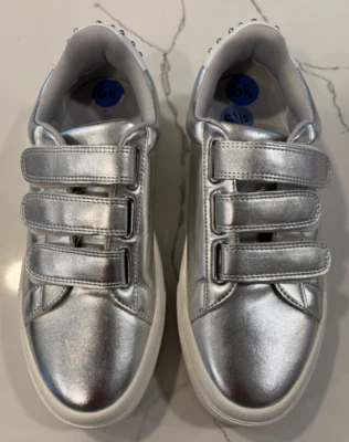 JSlides Women's Silver Leather Gennie Studded Platform Sneakers Shoe SIze 6.5 - Image 1 of 4