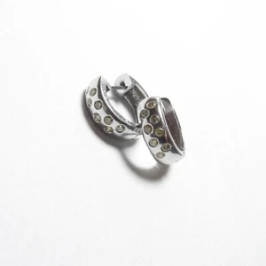 Estate 14K White Gold Deep Yellow Brilliant Cut Diamond Huggie Earrings 0.30 Cts - Picture 1 of 3