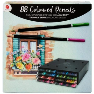 Deco Time Coloured Pencils 88pk Tray Draw Colour & Paint Professional Wet/Dry - Picture 1 of 2