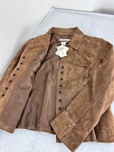 Coldwater Creek snap jacket bomber coat blazer suede leather Womens PM 10-12 NWT