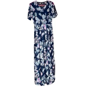 BCBG Generations Kleid Damen 0 Kurzarm Plissee Maxi Aquarell Blumen Neu mit Etikett - Bild 1 von 10