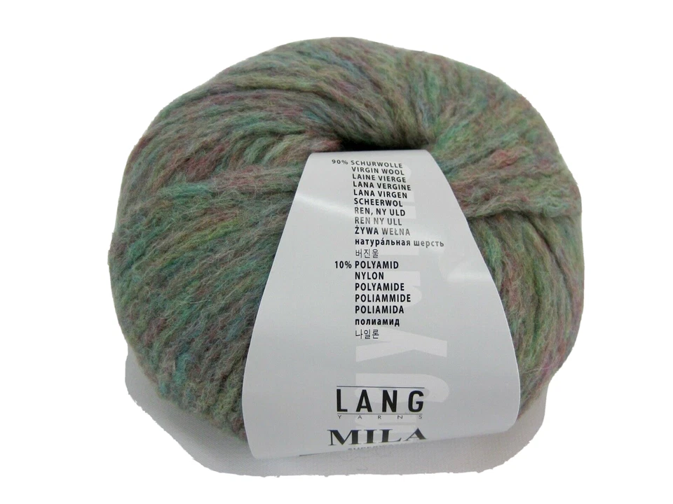 Lang Yarns Mila Superwash Wool Multicolor Green Purple Italy Ball Yarn - Image 1 of 4