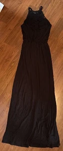 No Comment Women’s Maxi Dress Black High Neck Size S Lace At Top - Picture 1 of 4