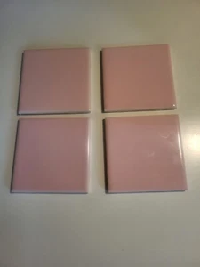 Vintage Tiles Brand New Light Pink 1950s 1960s 4 3/8 NEW ! 4 Tiles New NOS - Picture 1 of 2